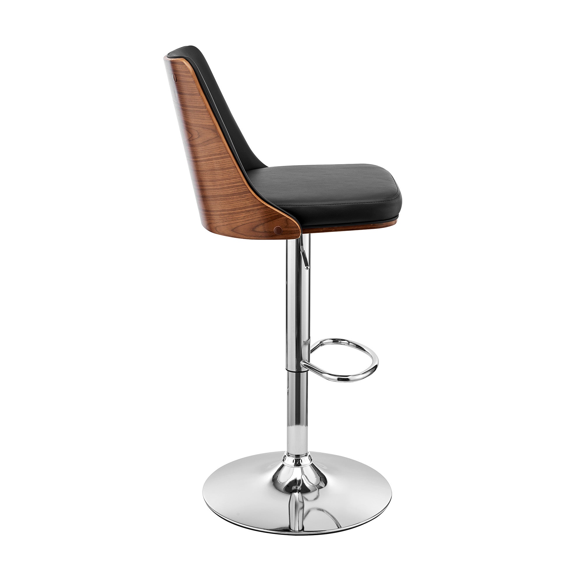 25" Black And Silver Faux Leather And Iron Swivel Adjustable Height Bar Chair-3