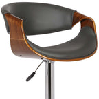 24" Gray And Silver Solid Wood Swivel Low Back Adjustable Height Bar Chair-7