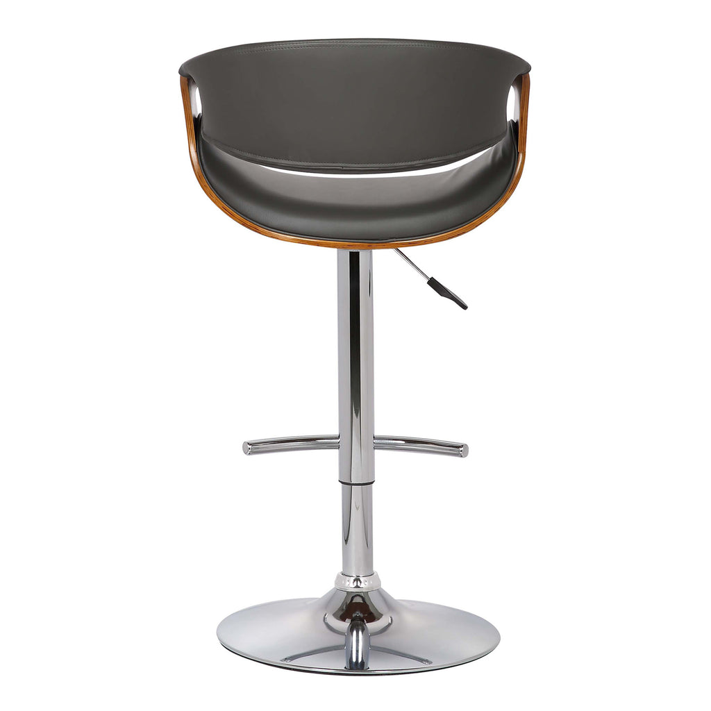 24" Gray And Silver Solid Wood Swivel Low Back Adjustable Height Bar Chair-4