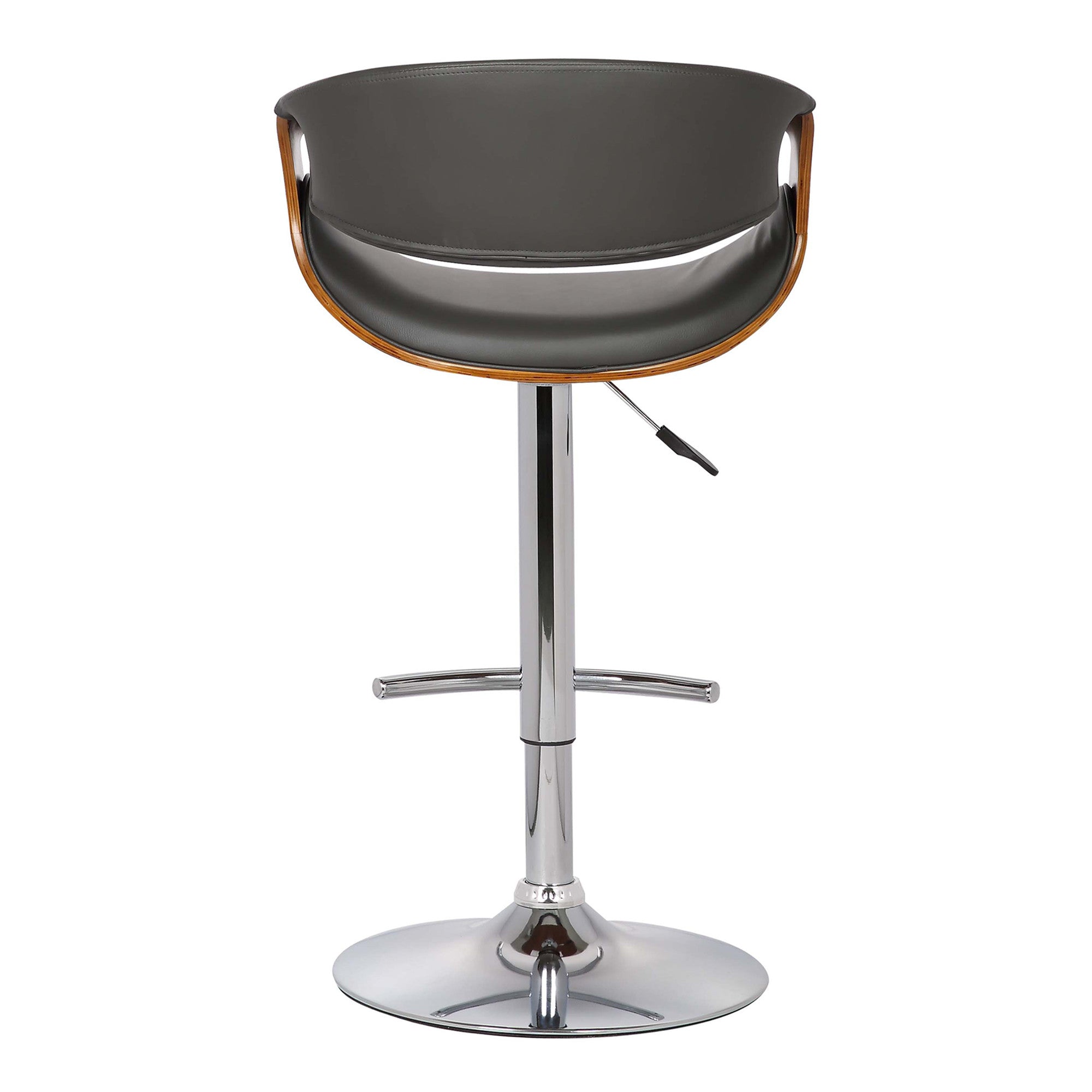 24" Gray And Silver Solid Wood Swivel Low Back Adjustable Height Bar Chair-4