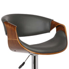 24" Gray And Silver Solid Wood Swivel Low Back Adjustable Height Bar Chair-5