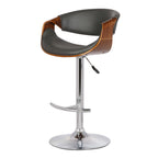 24" Gray And Silver Solid Wood Swivel Low Back Adjustable Height Bar Chair-8
