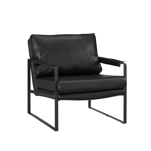 27" Black Faux Leather Arm Chair-1