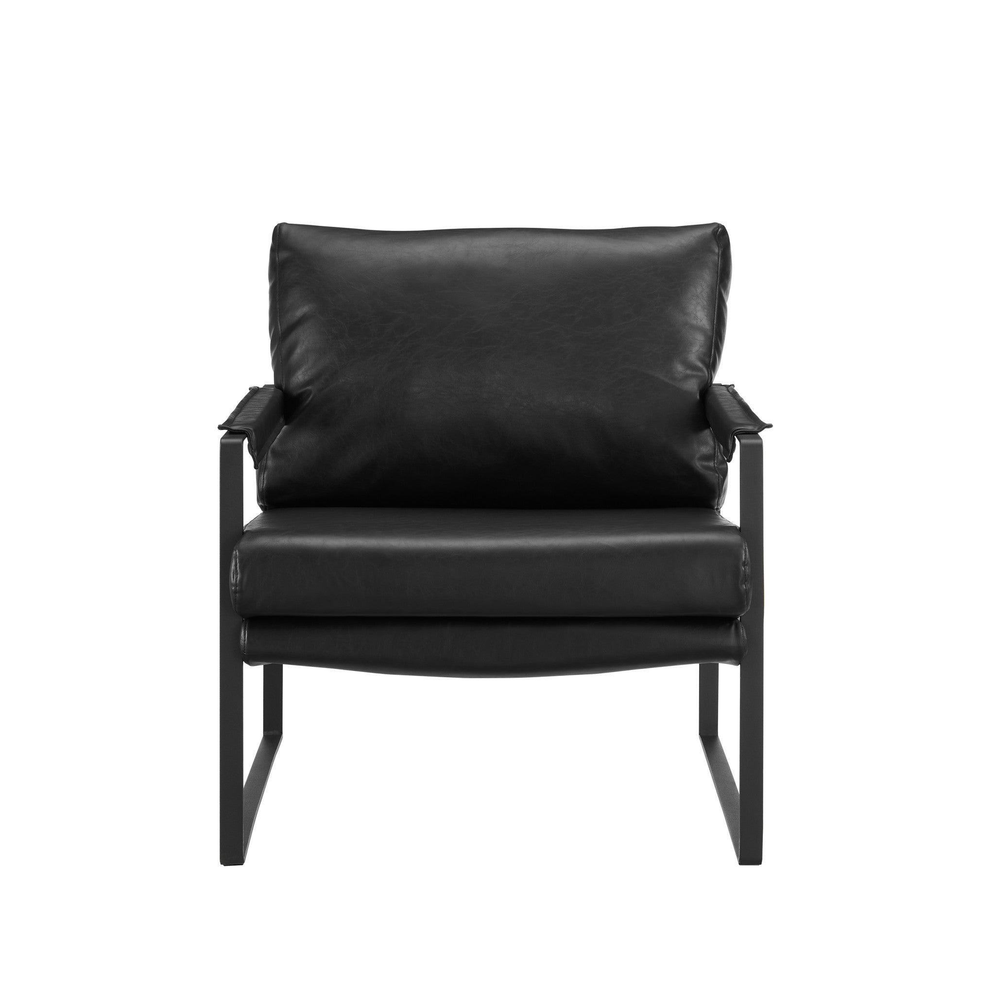 27" Black Faux Leather Arm Chair-2