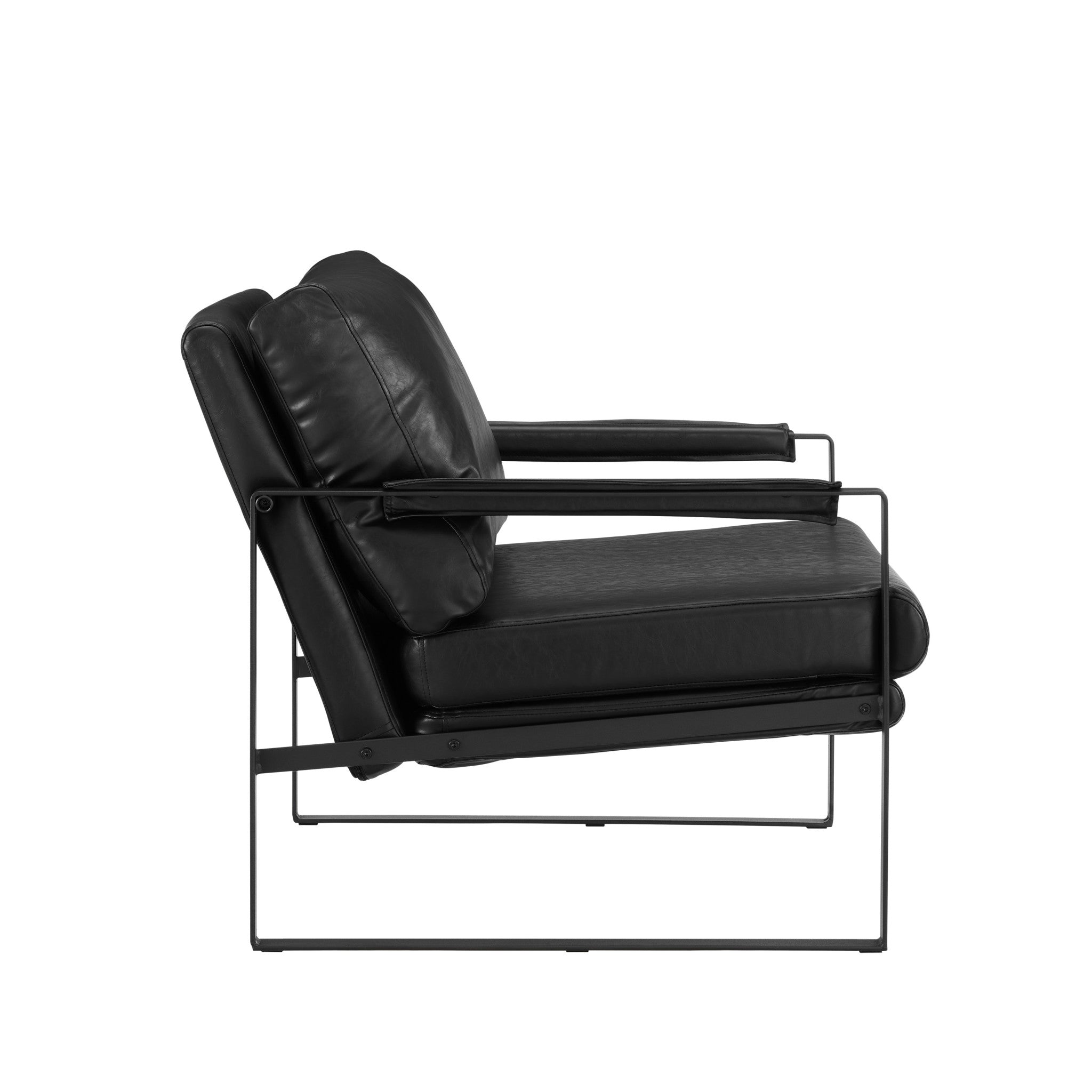 27" Black Faux Leather Arm Chair-3
