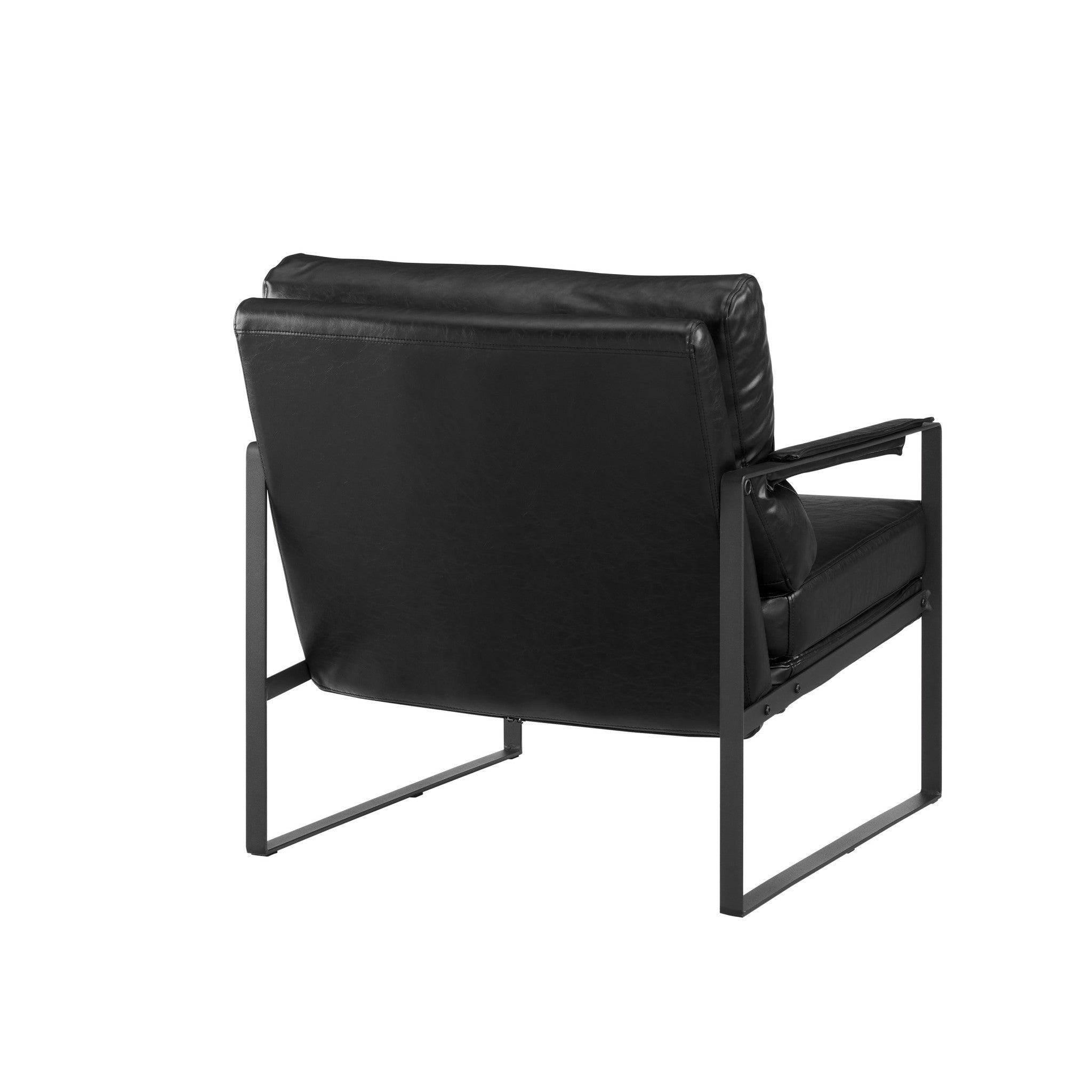 27" Black Faux Leather Arm Chair-4
