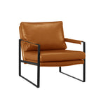 27" Brown Faux Leather And Black Arm Chair-0