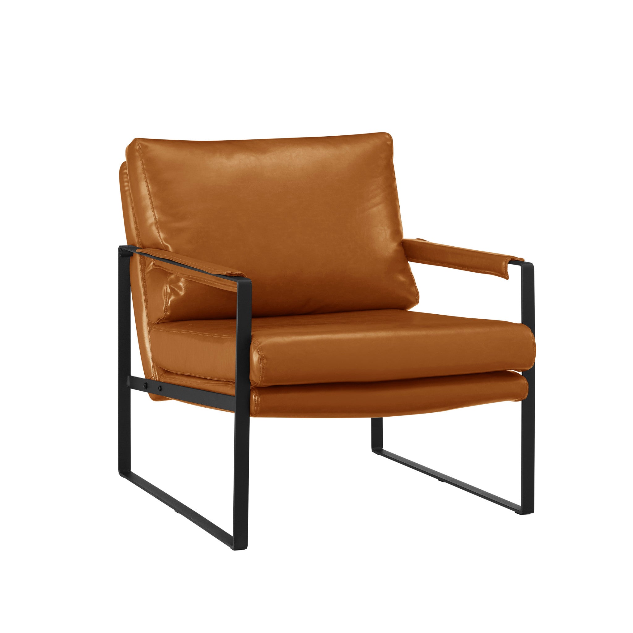 27" Brown Faux Leather And Black Arm Chair-0