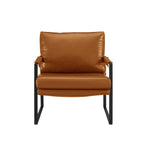 27" Brown Faux Leather And Black Arm Chair-1