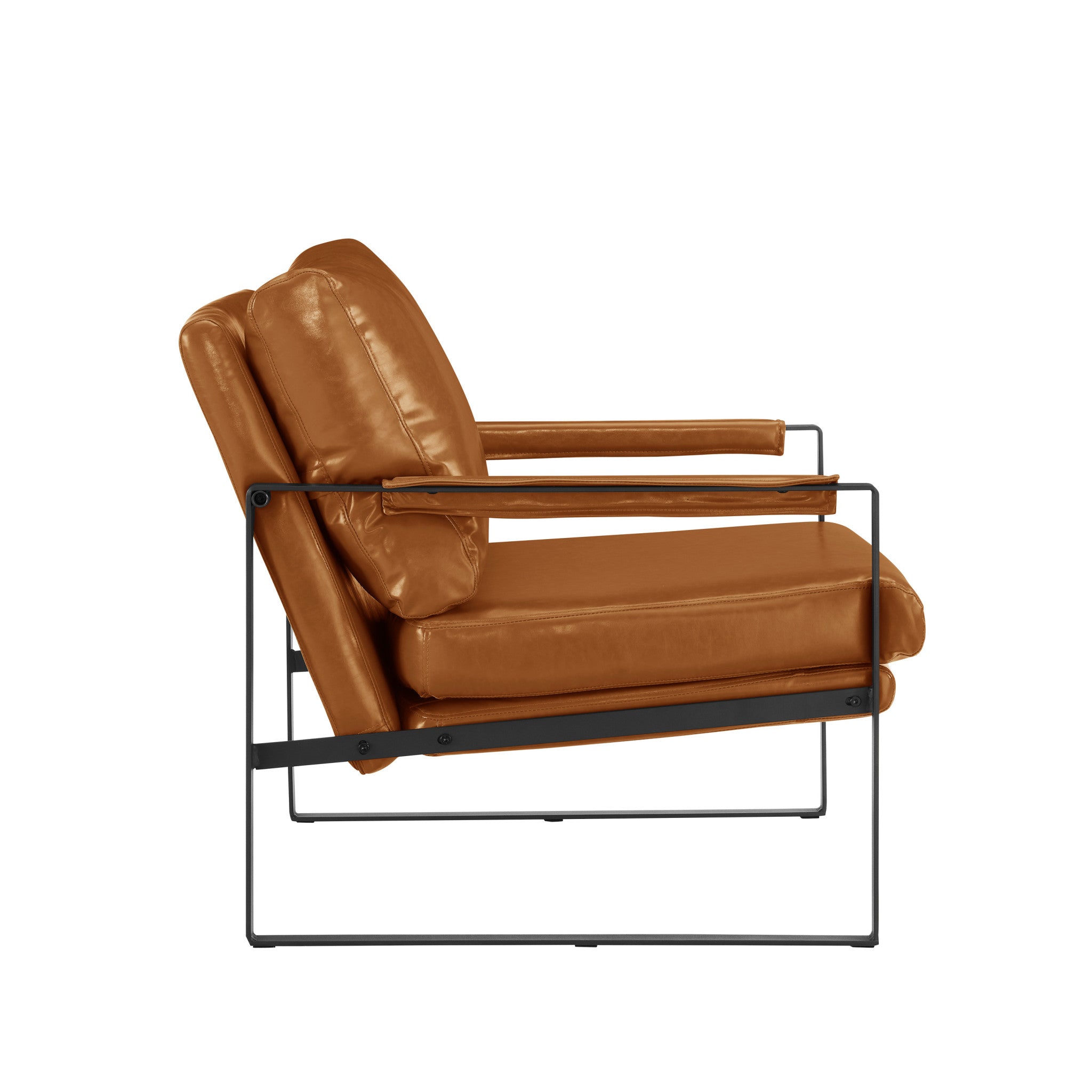 27" Brown Faux Leather And Black Arm Chair-2