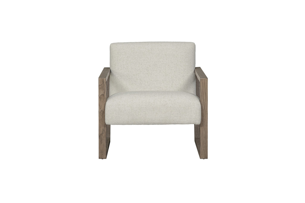 28" Beige and Ash Gray Fabric And Wood Arm Chair-1