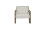 28" Beige and Ash Gray Fabric And Wood Arm Chair-1