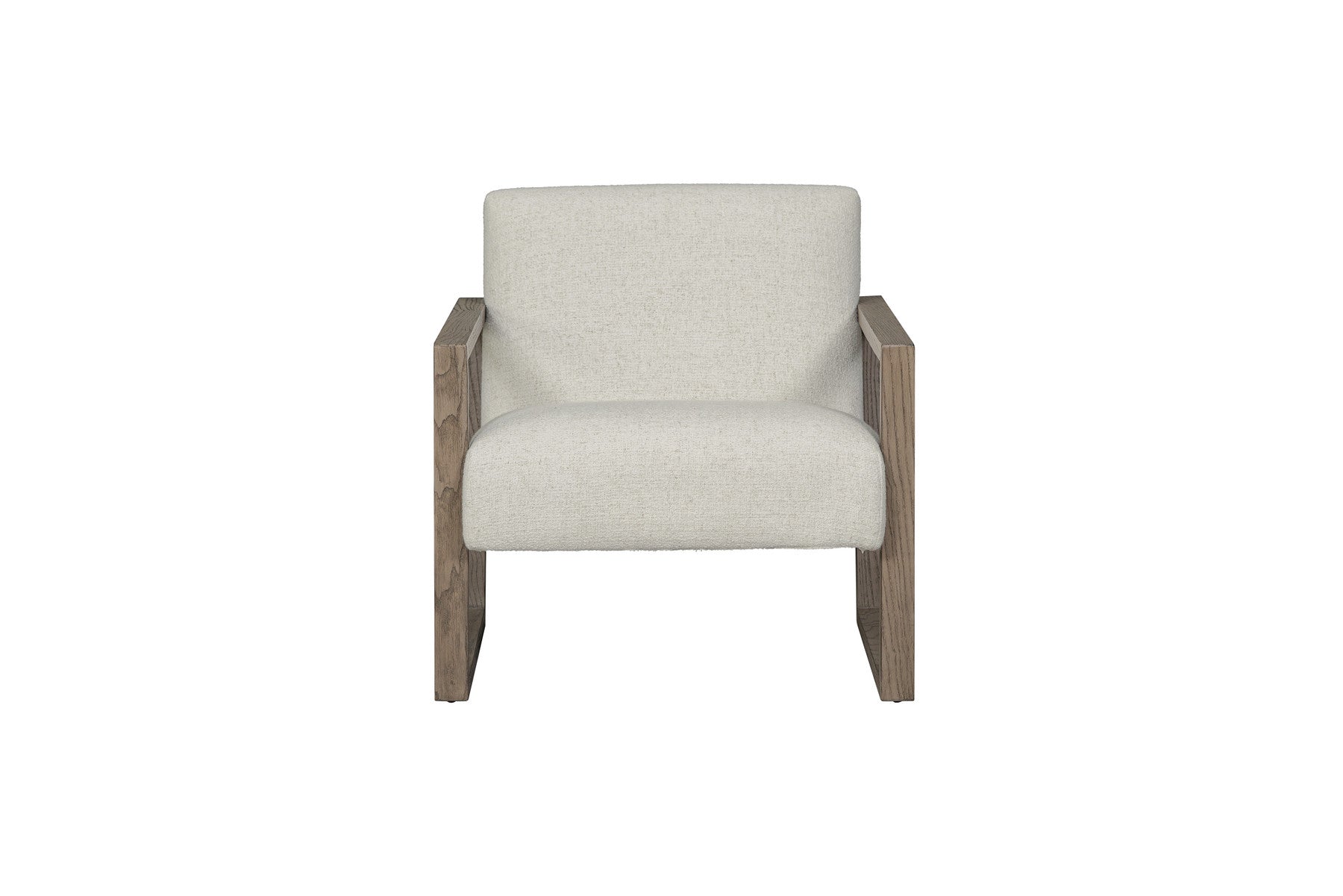 28" Beige and Ash Gray Fabric And Wood Arm Chair-1