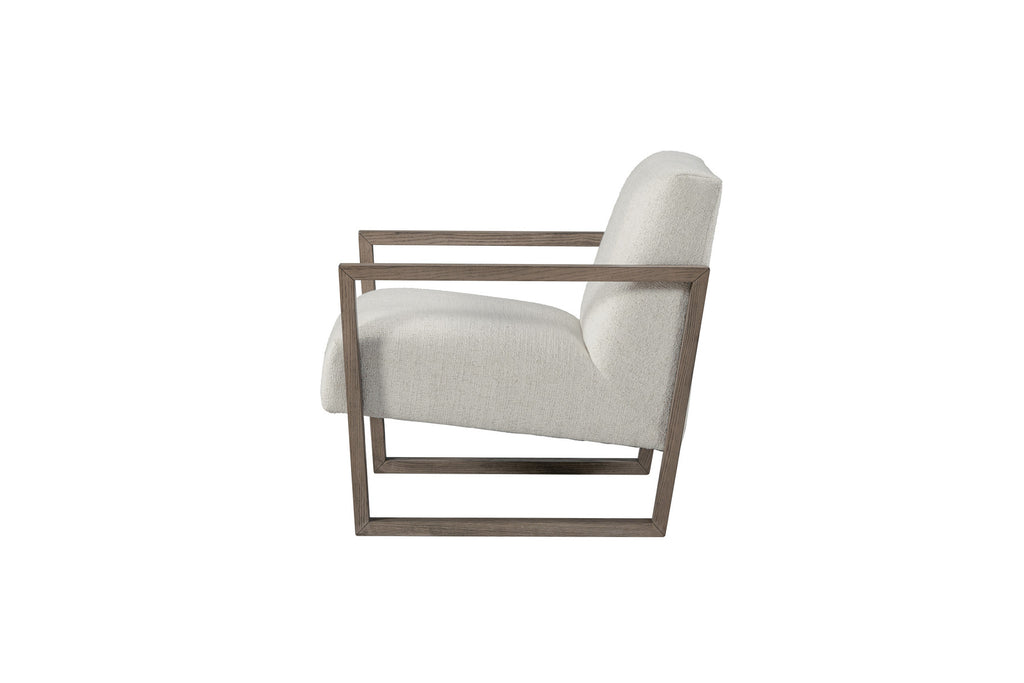 28" Beige and Ash Gray Fabric And Wood Arm Chair-2
