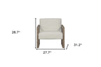 28" Beige and Ash Gray Fabric And Wood Arm Chair-5