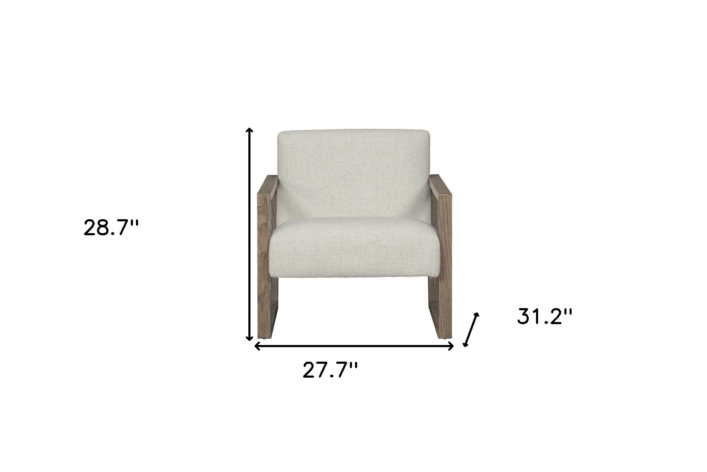 28" Beige and Ash Gray Fabric And Wood Arm Chair-5