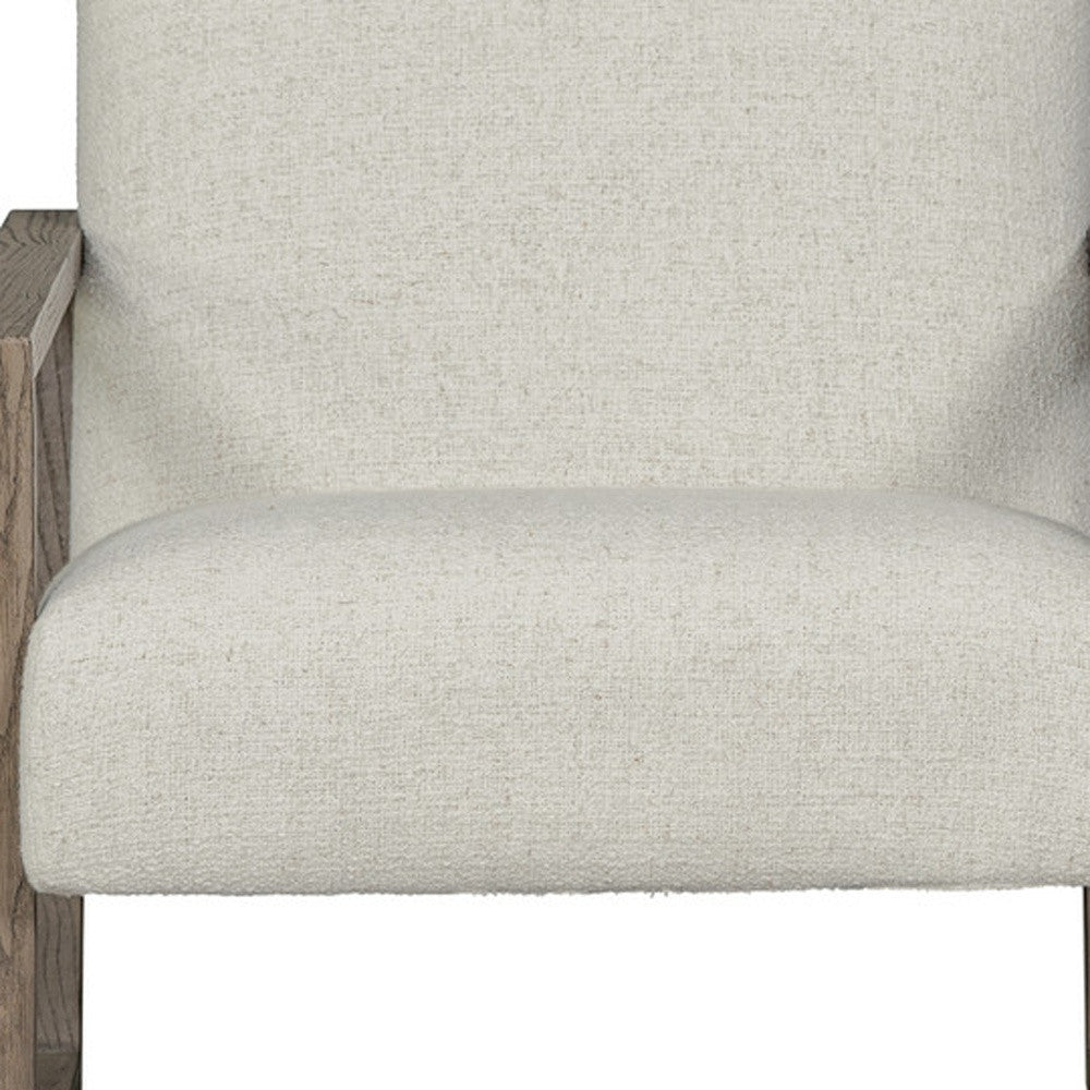 28" Beige and Ash Gray Fabric And Wood Arm Chair-4