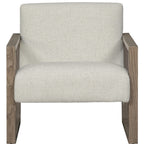 28" Beige and Ash Gray Fabric And Wood Arm Chair-3