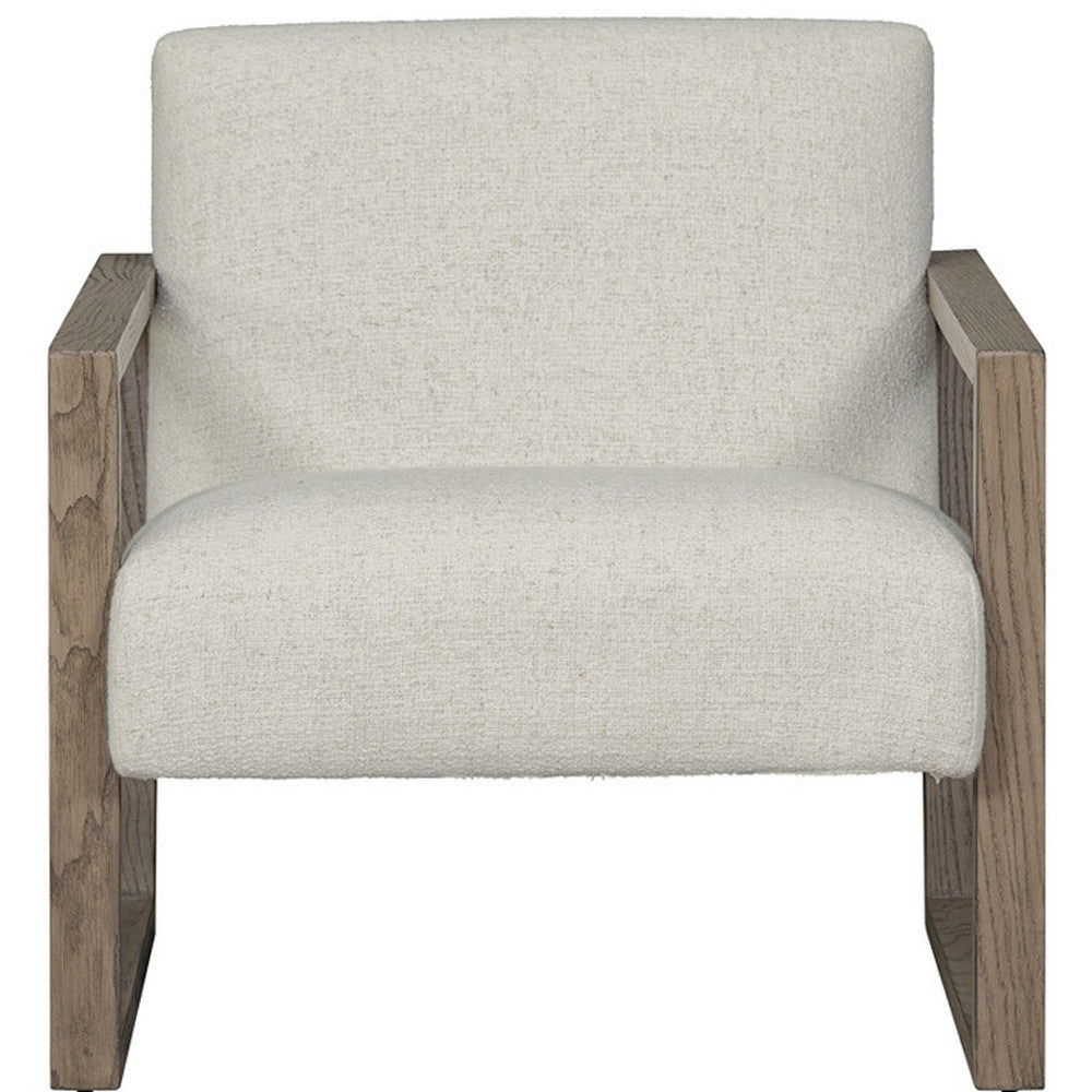 28" Beige and Ash Gray Fabric And Wood Arm Chair-3
