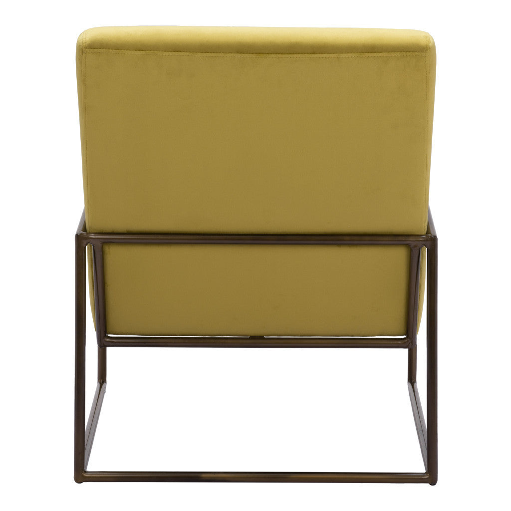 26" Olive Green And Bronze Velvet And Upholstered Arm Chair-4