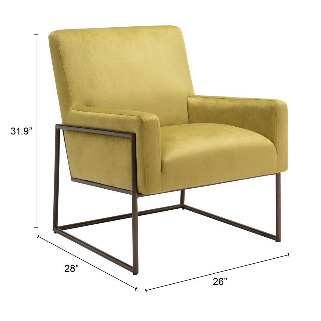 26" Olive Green And Bronze Velvet And Upholstered Arm Chair-8