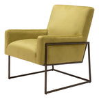 26" Olive Green And Bronze Velvet And Upholstered Arm Chair-5