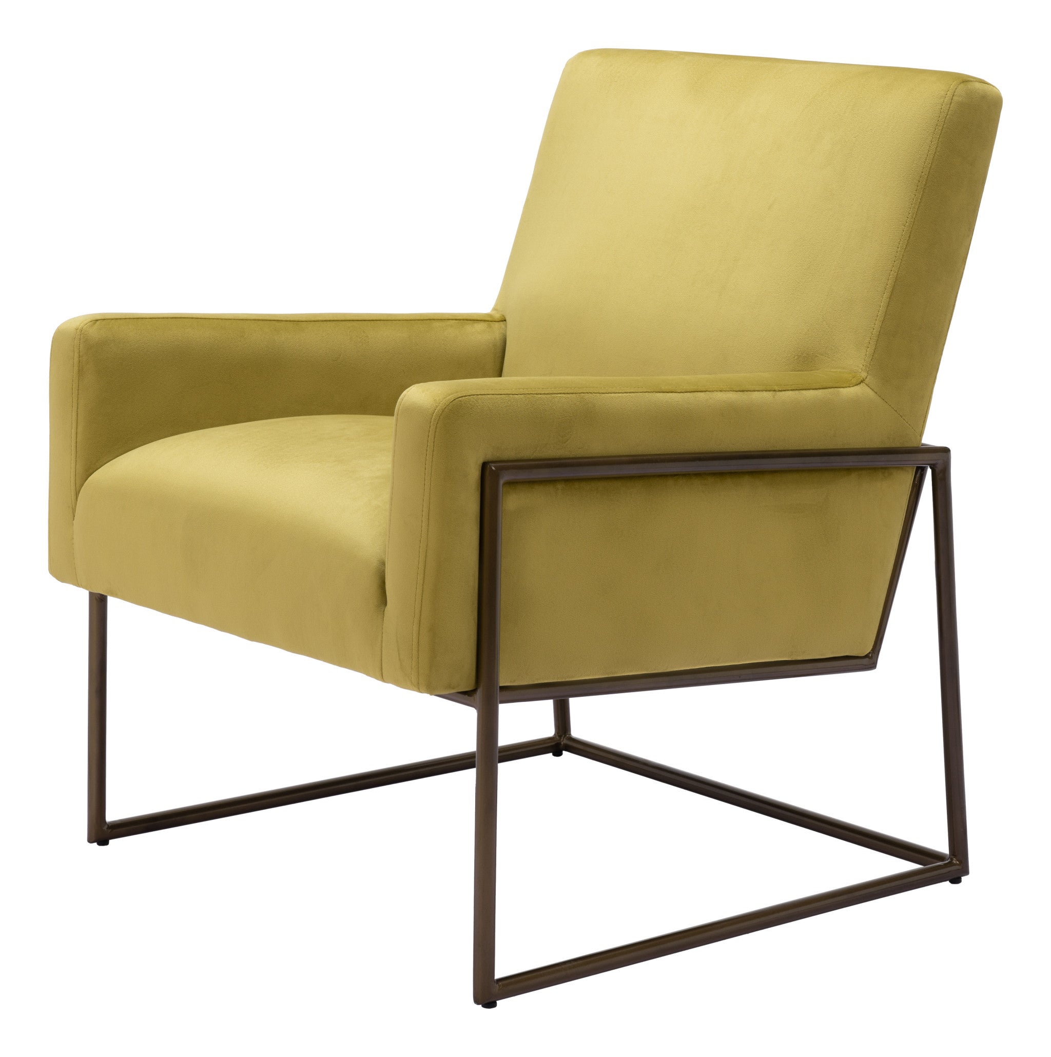 26" Olive Green And Bronze Velvet And Upholstered Arm Chair-5