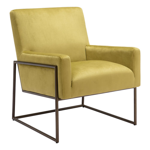 26" Olive Green And Bronze Velvet And Upholstered Arm Chair-0