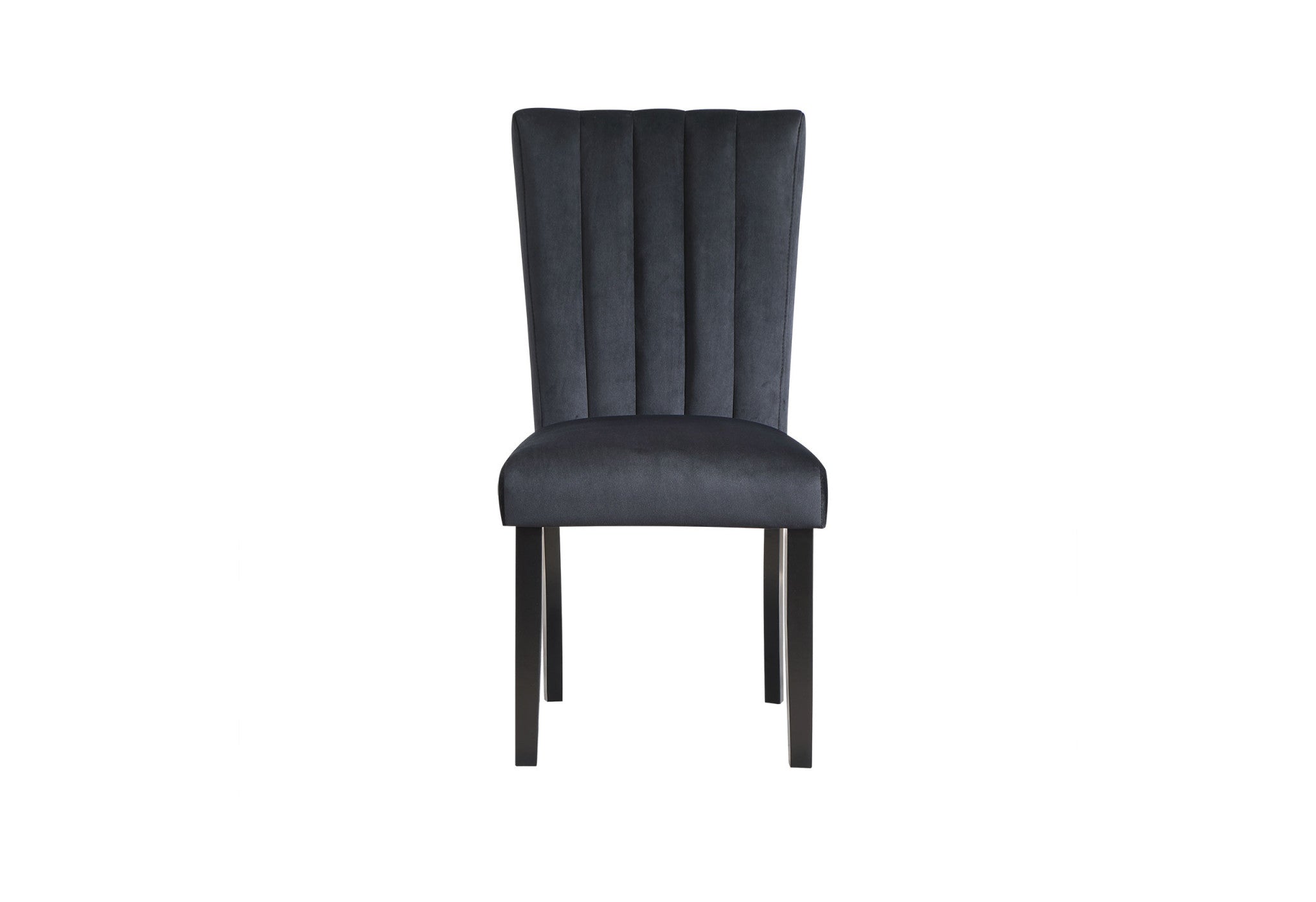 Set of Two Black Upholstered Velvet Dining Side Chairs-2