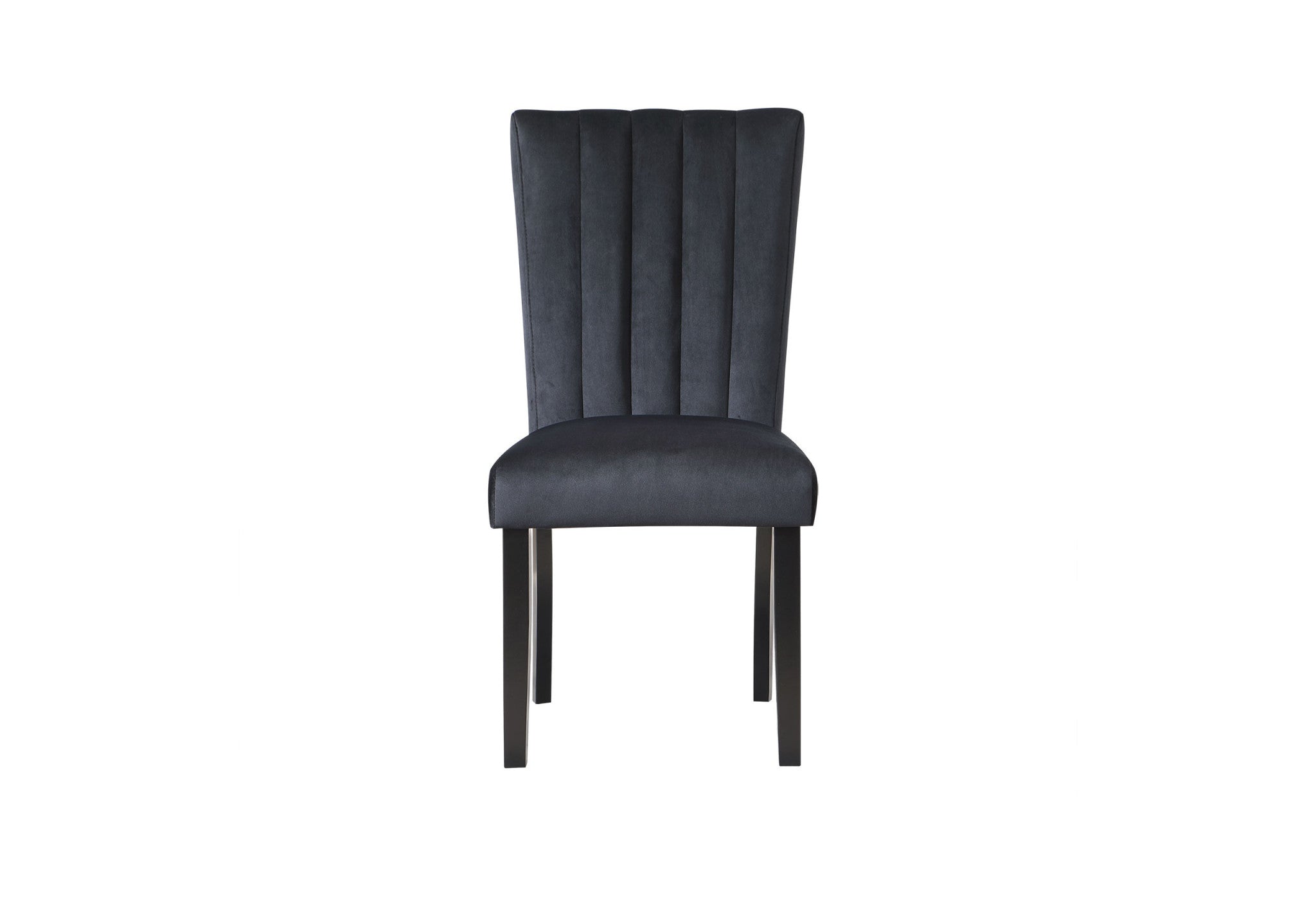 Set of Two Black Upholstered Velvet Dining Side Chairs-3