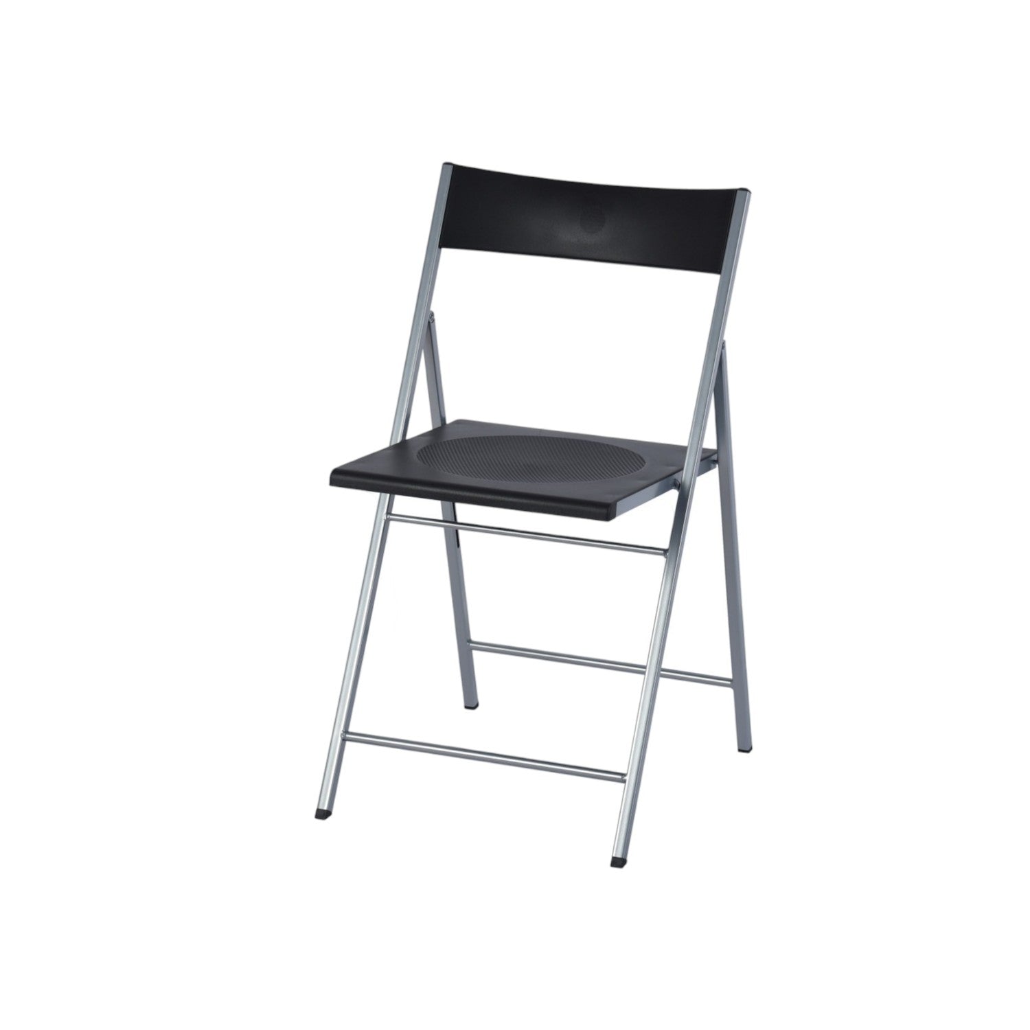 Set of Six Black and Silver Folding Side Chairs-2
