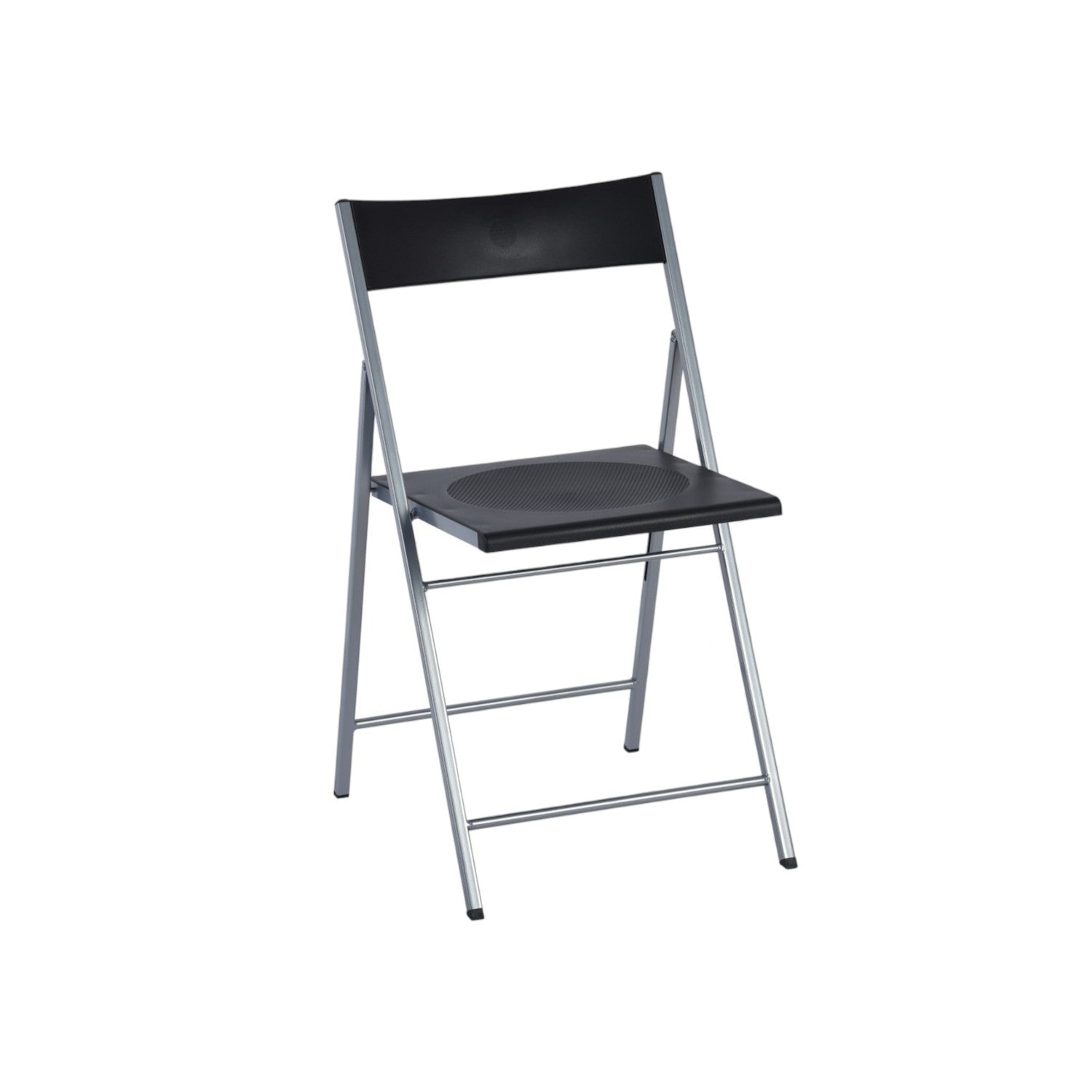 Set of Six Black and Silver Folding Side Chairs-3