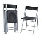 Set of Six Black and Silver Folding Side Chairs-5