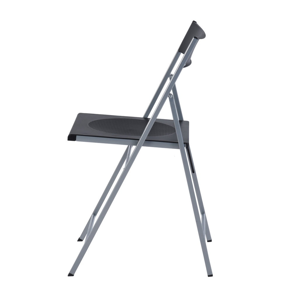 Set of Six Black and Silver Folding Side Chairs-4