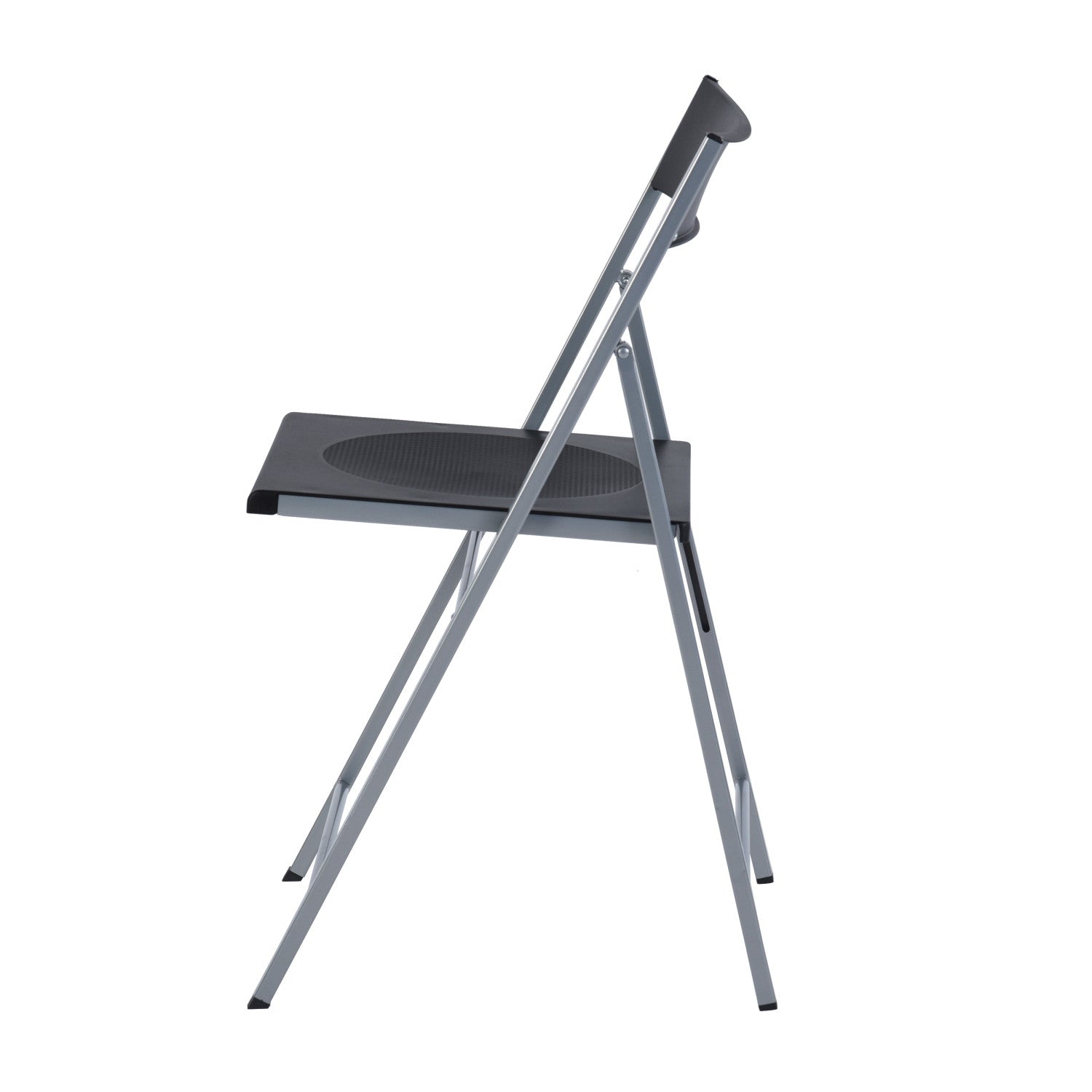 Set of Six Black and Silver Folding Side Chairs-4