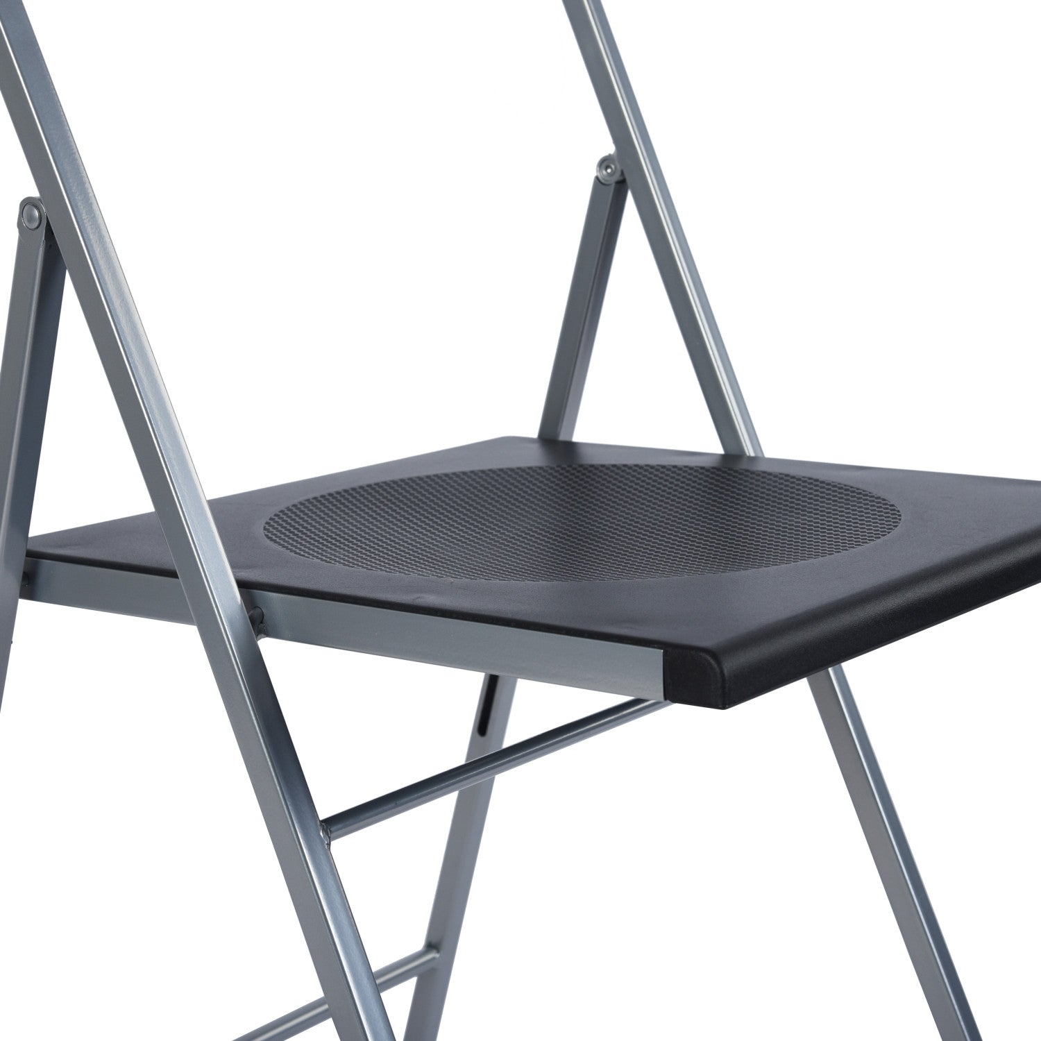 Set of Six Black and Silver Folding Side Chairs-6