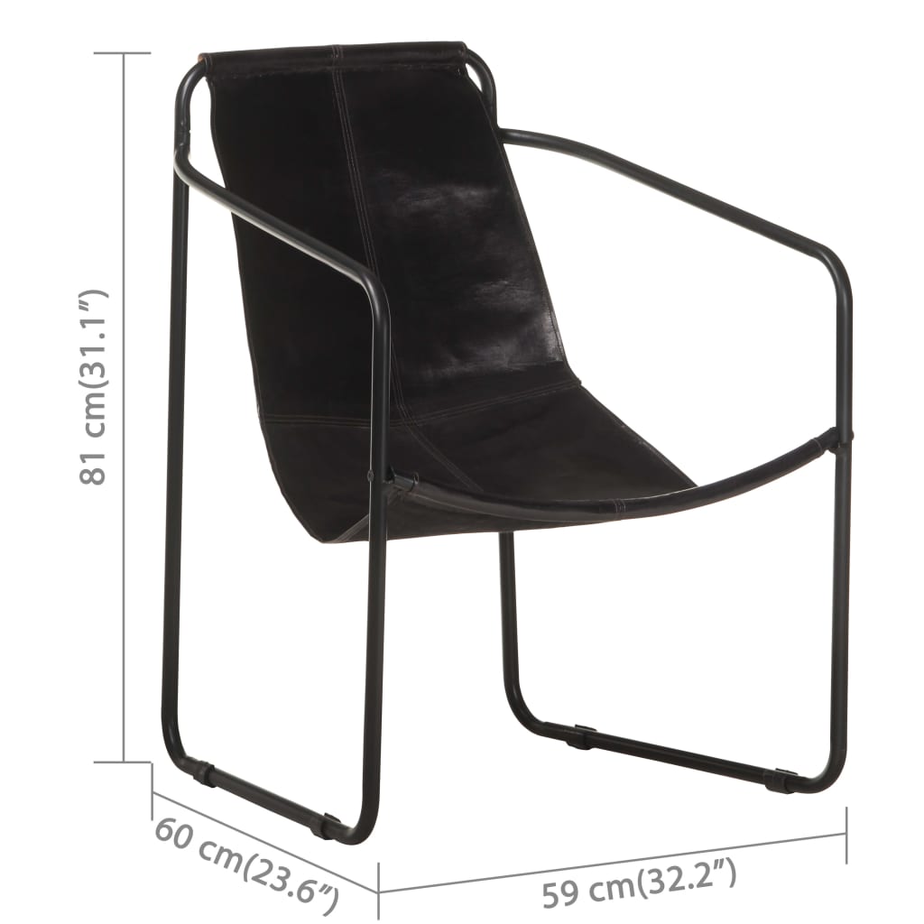 vidaXL Armchair Accent Chair with Iron Frame for Living Room Real Leather-4